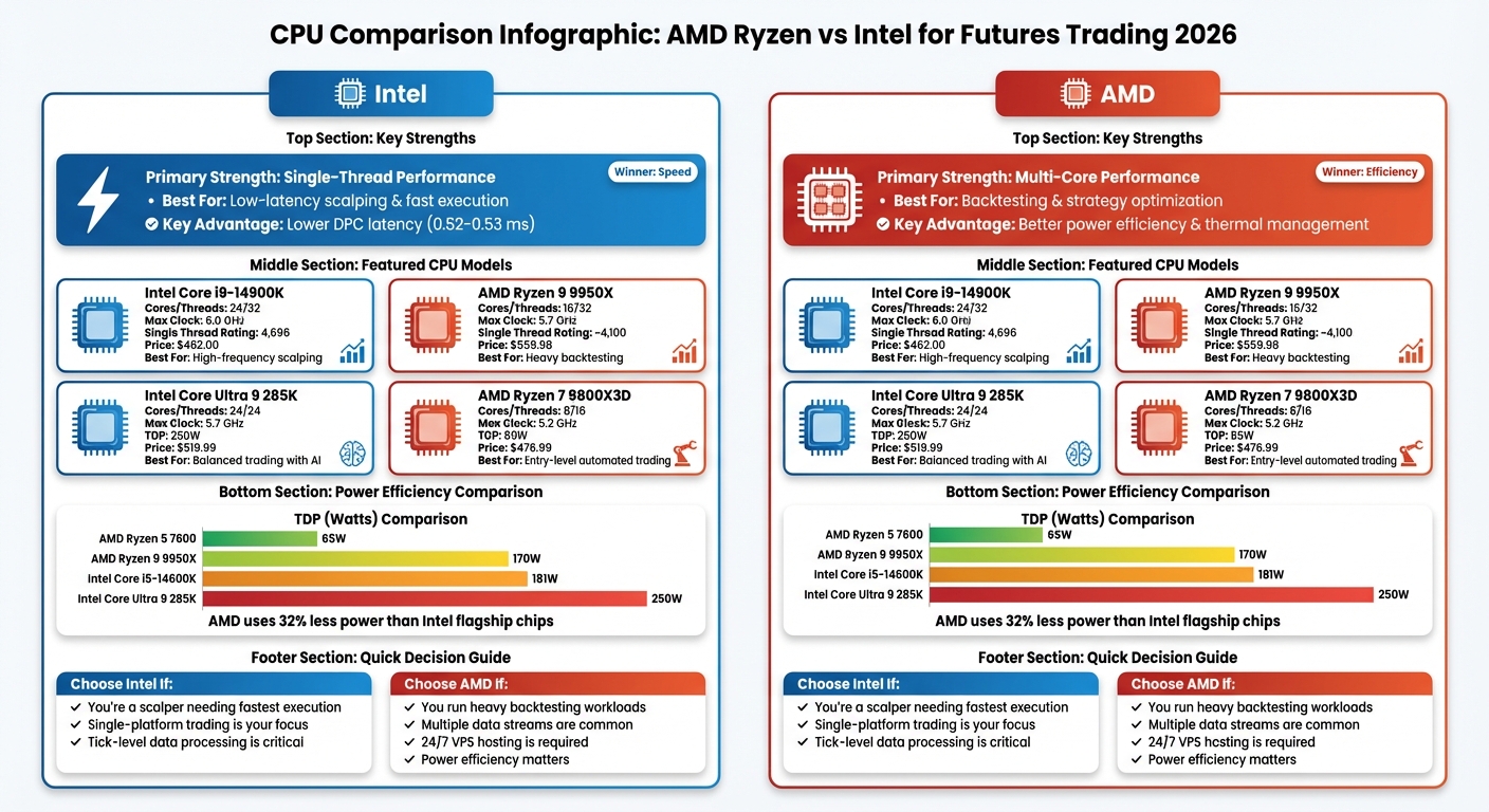 AMD Ryzen vs Intel CPU Comparison for Futures Trading 2026