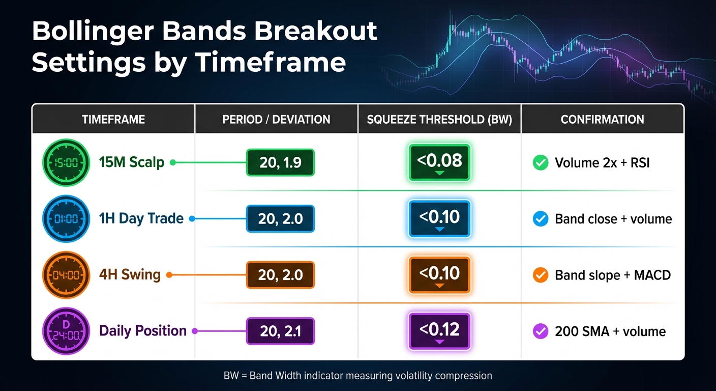 Bollinger Bands Settings and Thresholds for Different Trading Timeframes