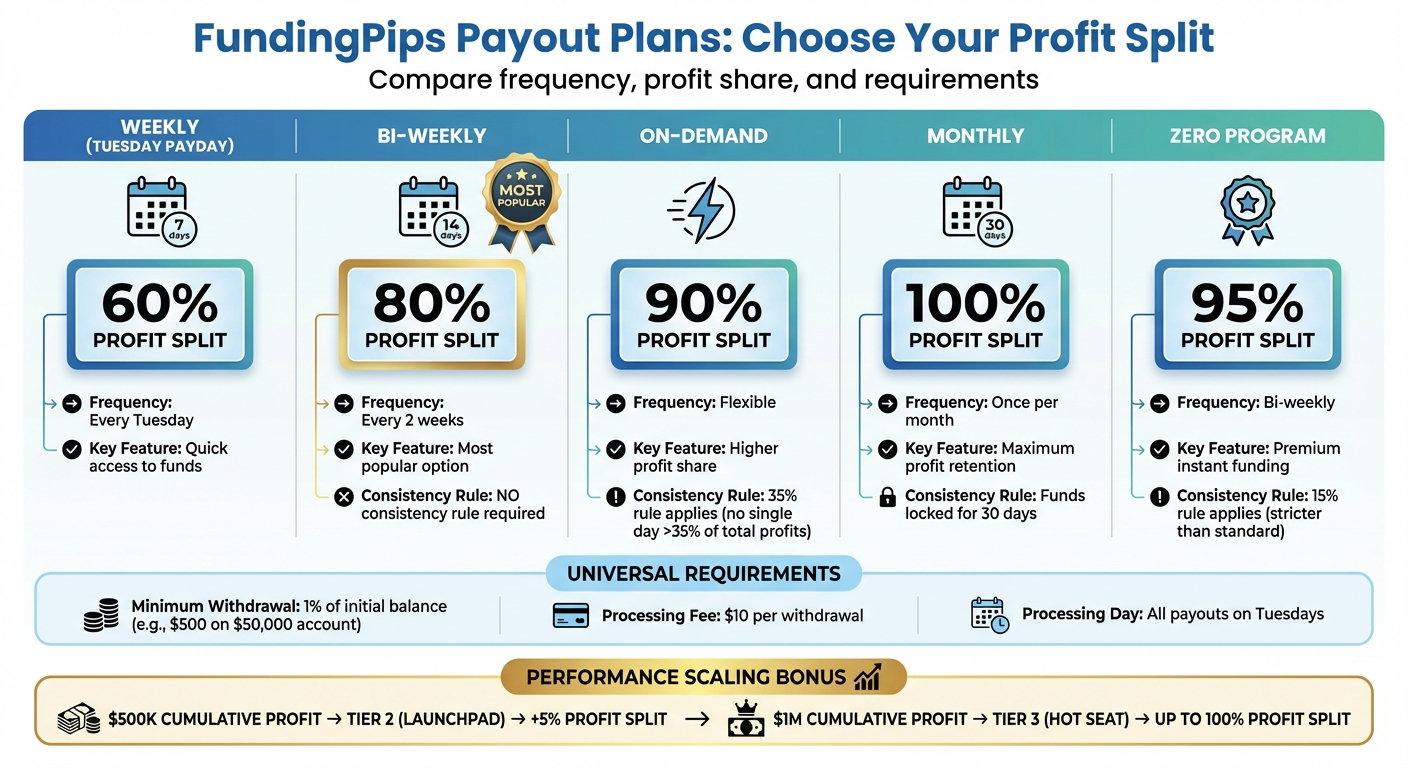 FundingPips Payout Options: Profit Splits and Requirements Comparison